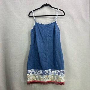 Vintage Y2K Jalate Denim Beaded Mini Sheath Dress Size 11